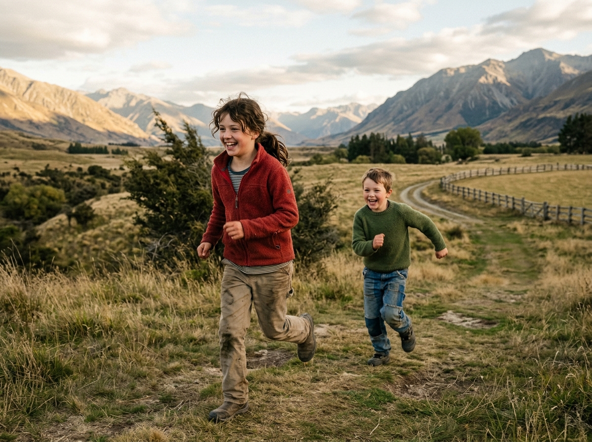 Kids playing freely outside without phones or screens