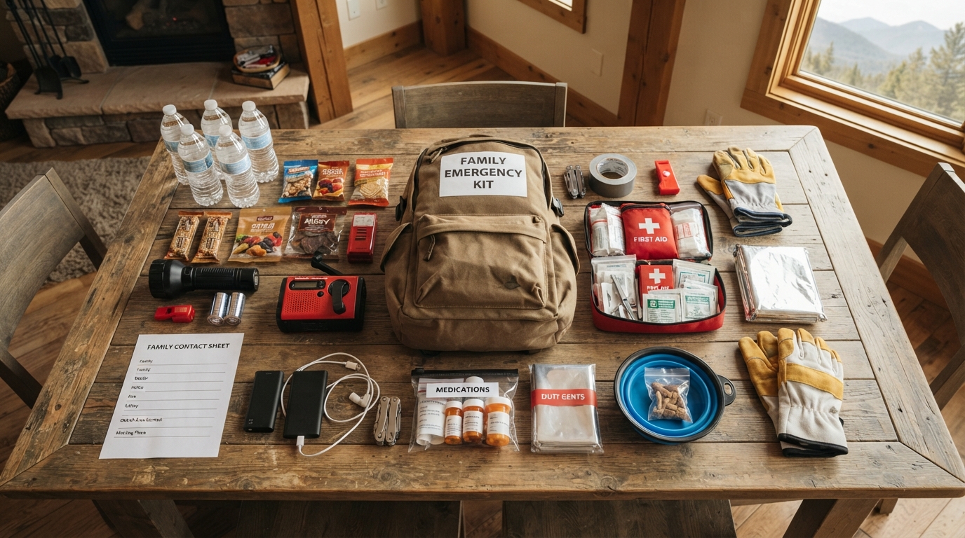 Family emergency kit for High Country weather