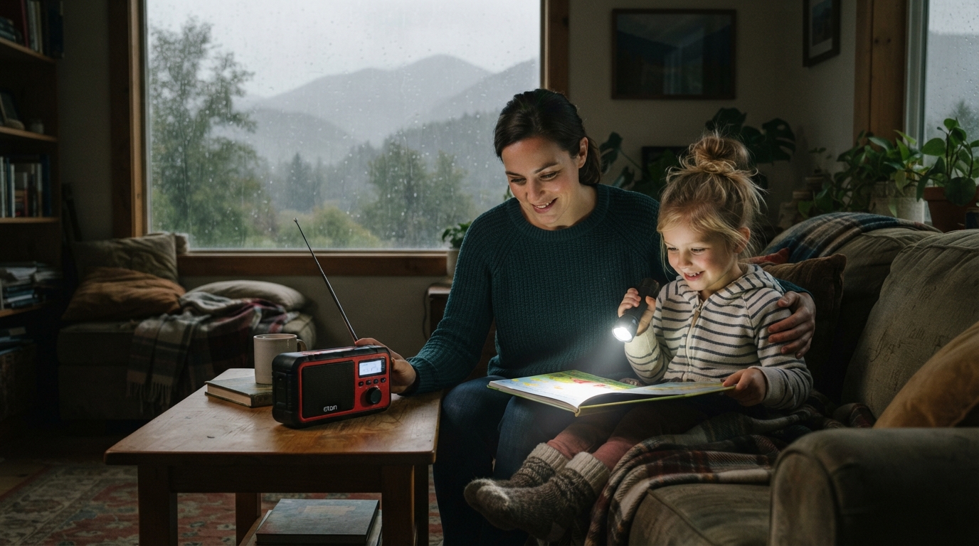 Family preparing for a High Country power outage
