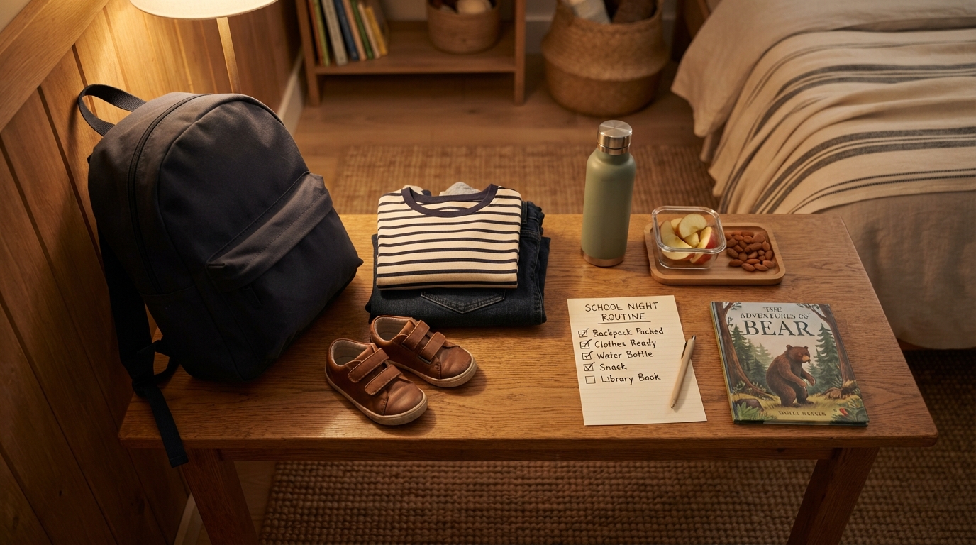 Night-before school routine checklist