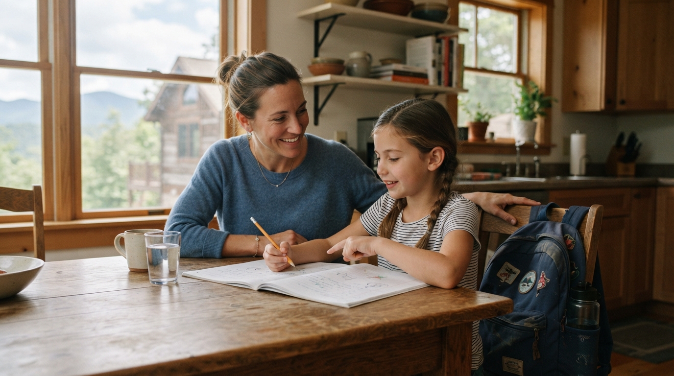 Parent talking about school anxiety