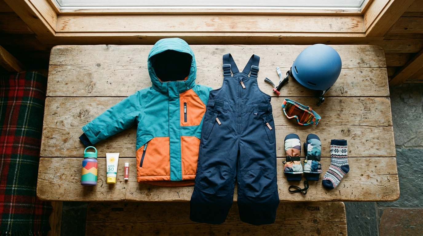 First ski day gear for kids